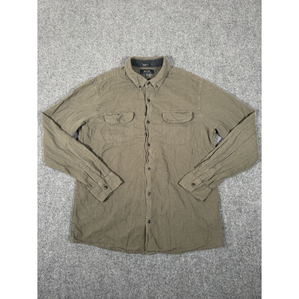Roark Shirt‎ Mens Large Green Button Up Classic Fit Well Worn Pockets Cotton